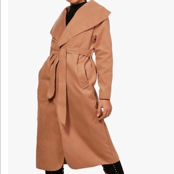 Boohoo Jackets & Blazers - Kate Belted Shawl Collar Coat